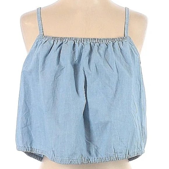 Madewell Tops - MADEWELL cotton hemp chambray blue denim tank top shirt S Small crop top cropped